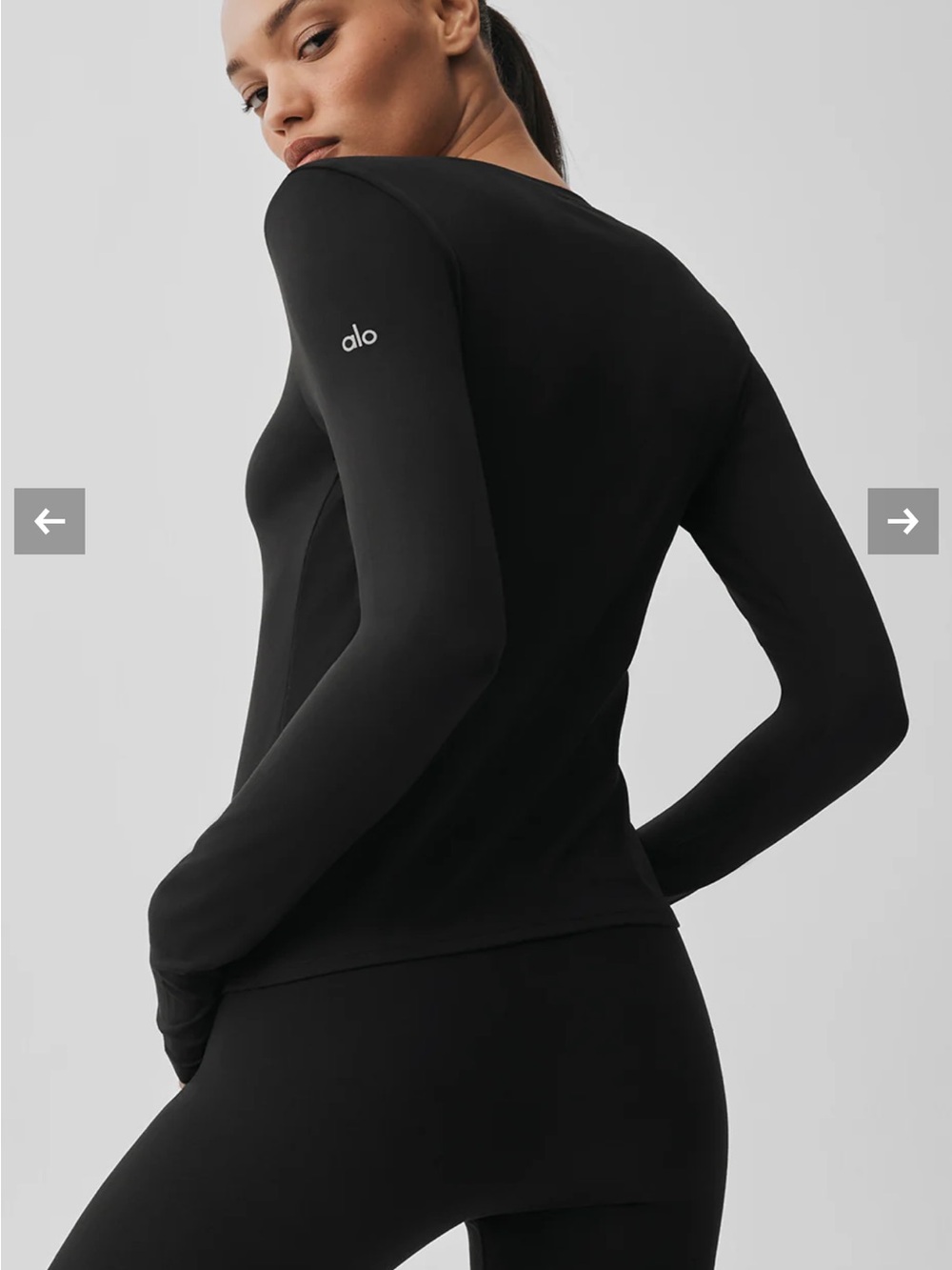 ALO Yoga AloSoft Black Long-Sleeve Performance Tee - M